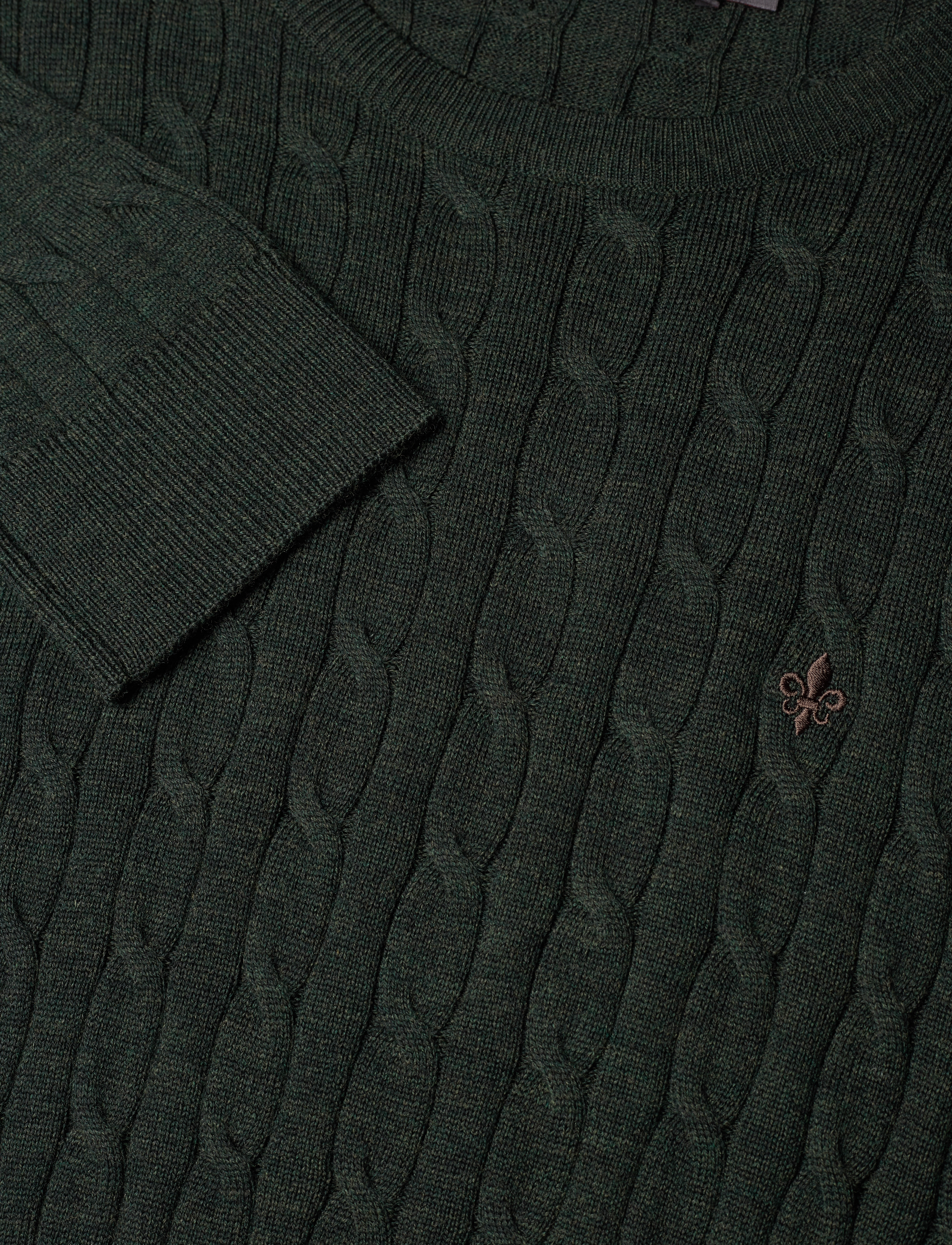 Morris - Merino Cable Oneck - strickmode - olive - 2