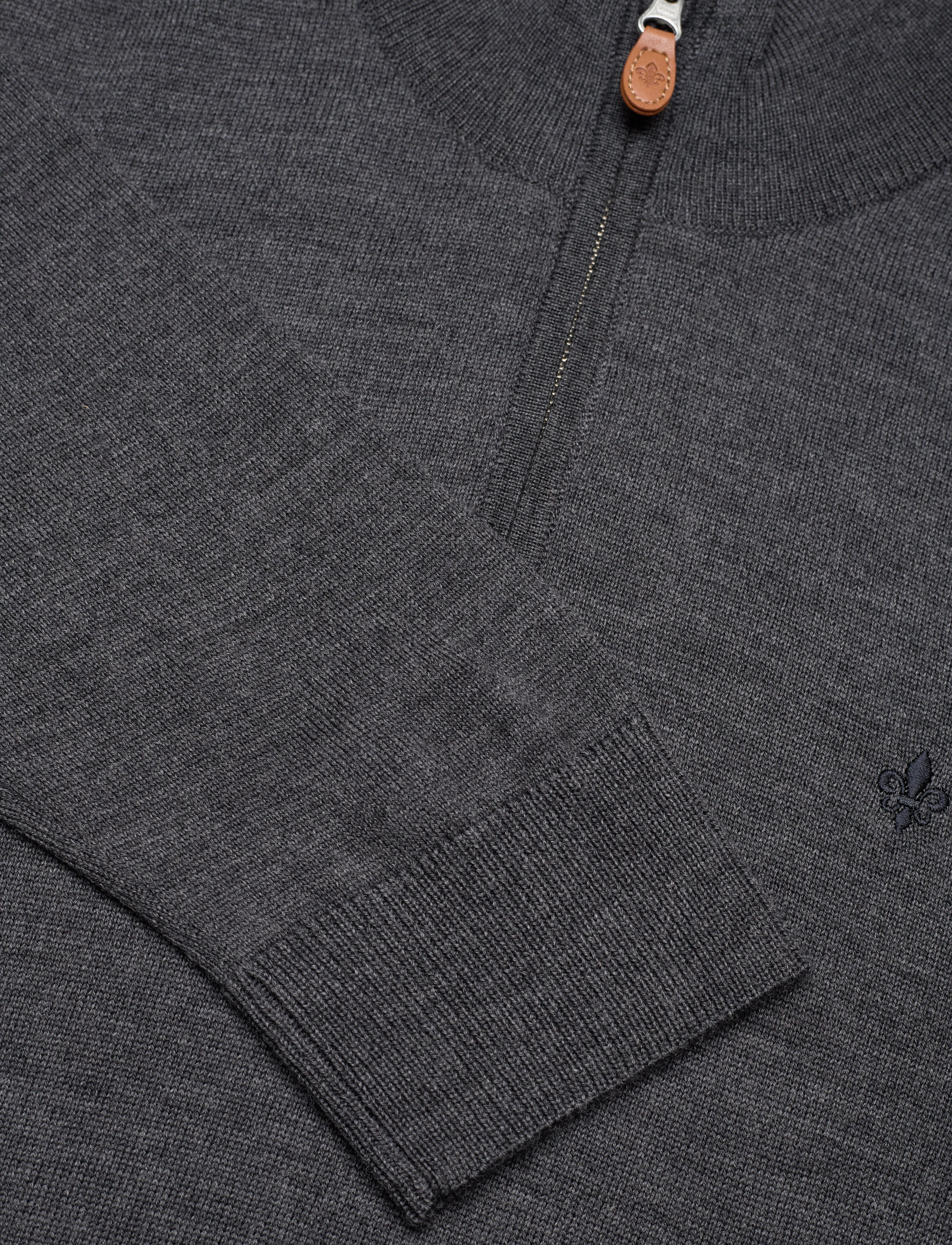 Morris - Merino John Zip - pullover mit halbem reißverschluss - grey - 1