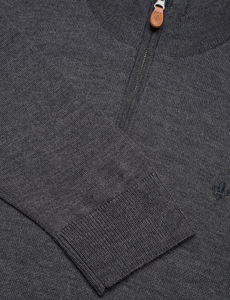 Morris - Merino John Zip - pullover mit halbem reißverschluss - grey - 1