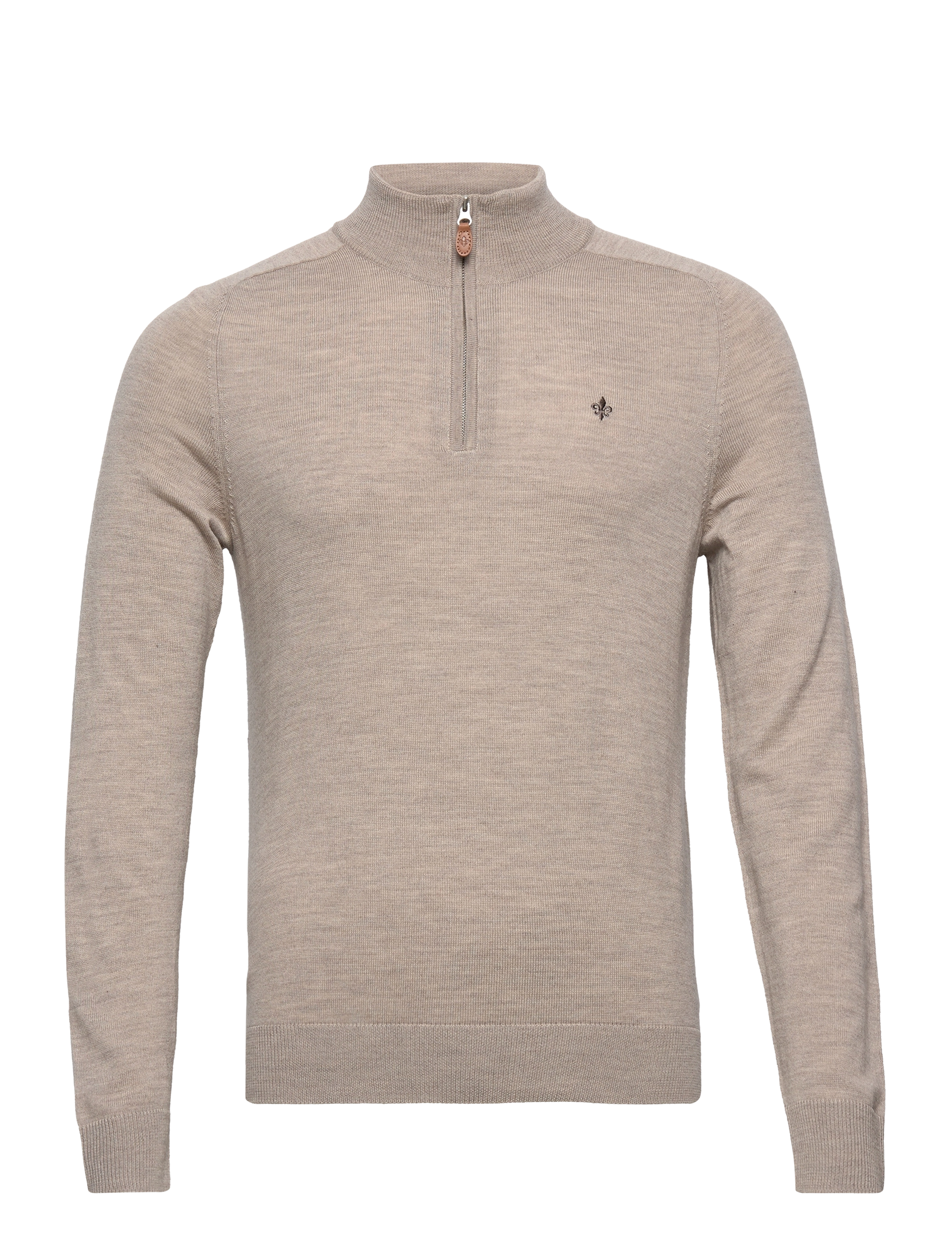 Morris Merino John Zip, XXL, Beige, Strik > Trøjer Med Halv Lynlås, Herre