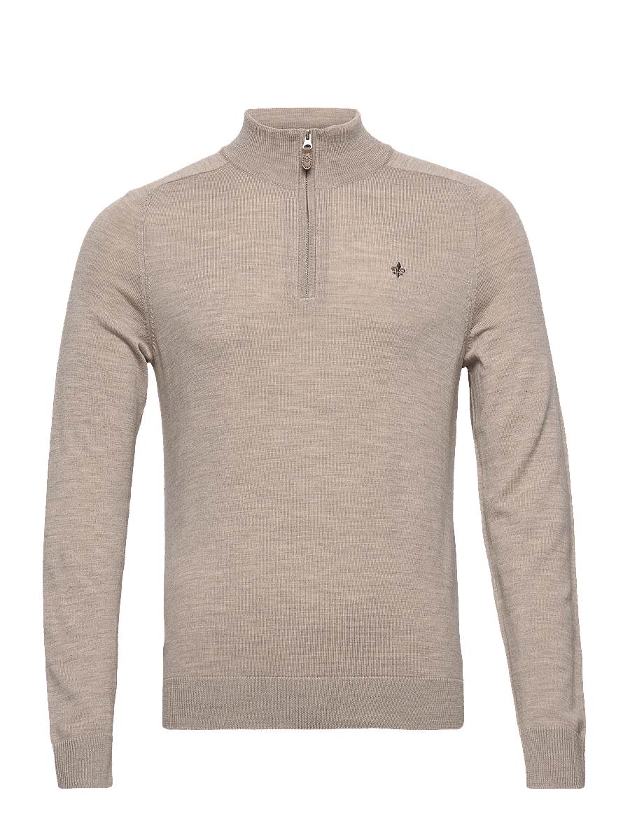 Morris - Merino John Zip - half zip strik - khaki - 0
