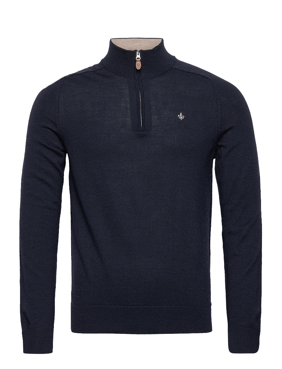 Morris - Merino John Zip - puolivetoketjulliset neuleet - navy - 0