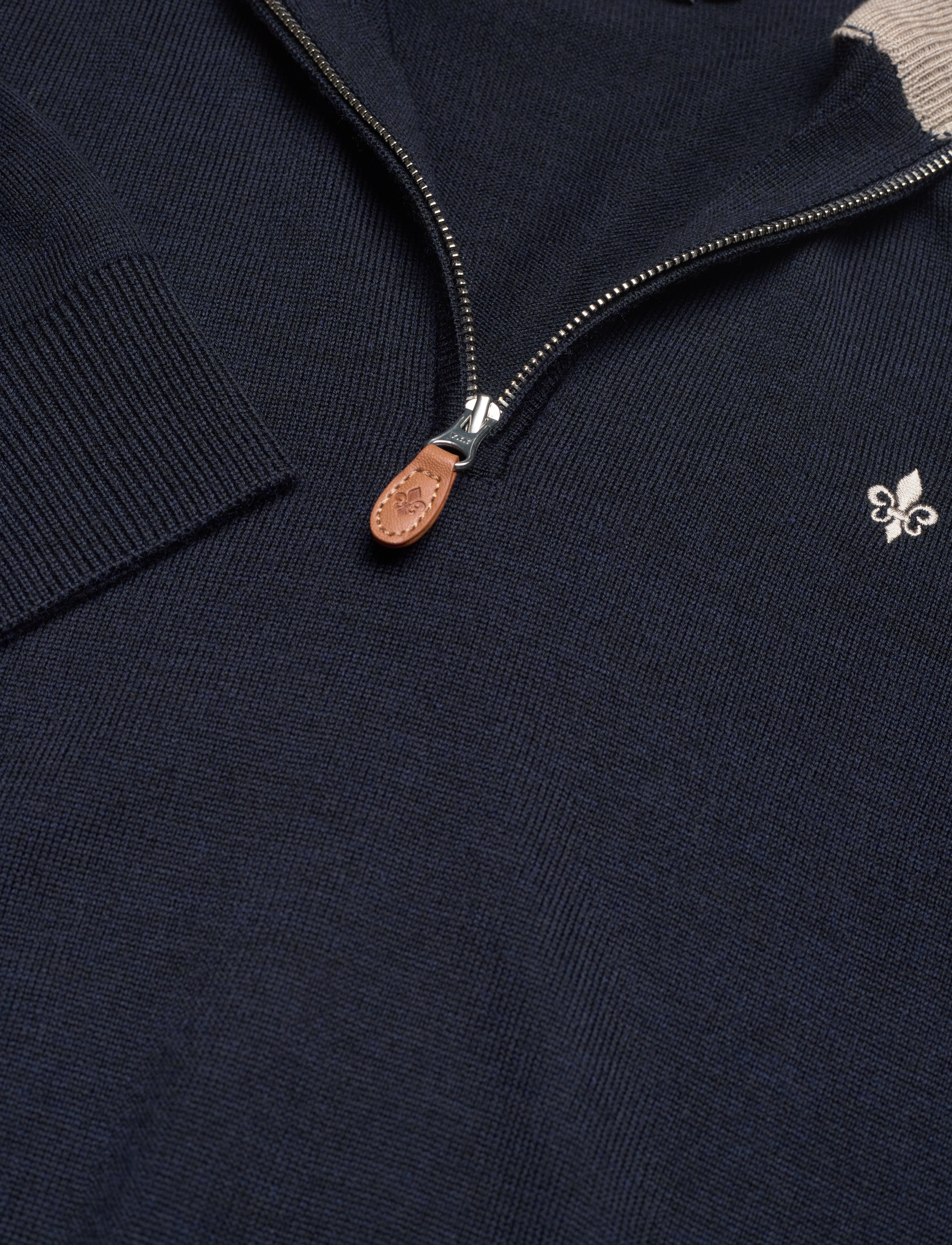 Morris - Merino John Zip - puolivetoketjulliset neuleet - navy - 2