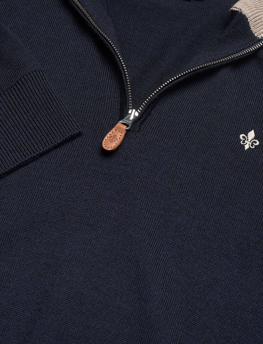 Morris - Merino John Zip - puolivetoketjulliset neuleet - navy - 2