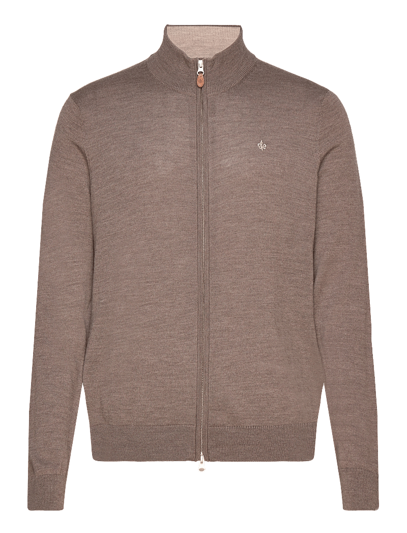 Morris - Merino Zip Cardigan - fullzip strik - brown - 0