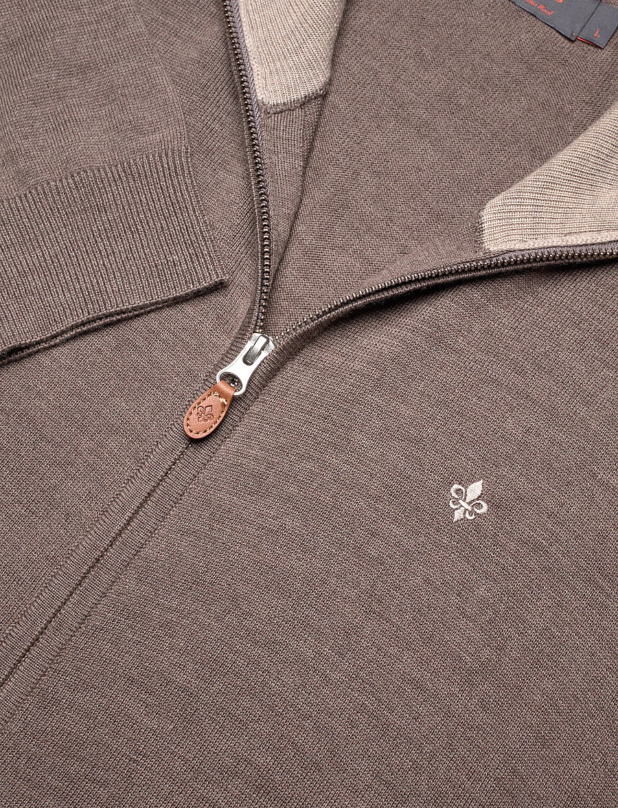 Morris - Merino Zip Cardigan - full zip tröjor - brown - 2