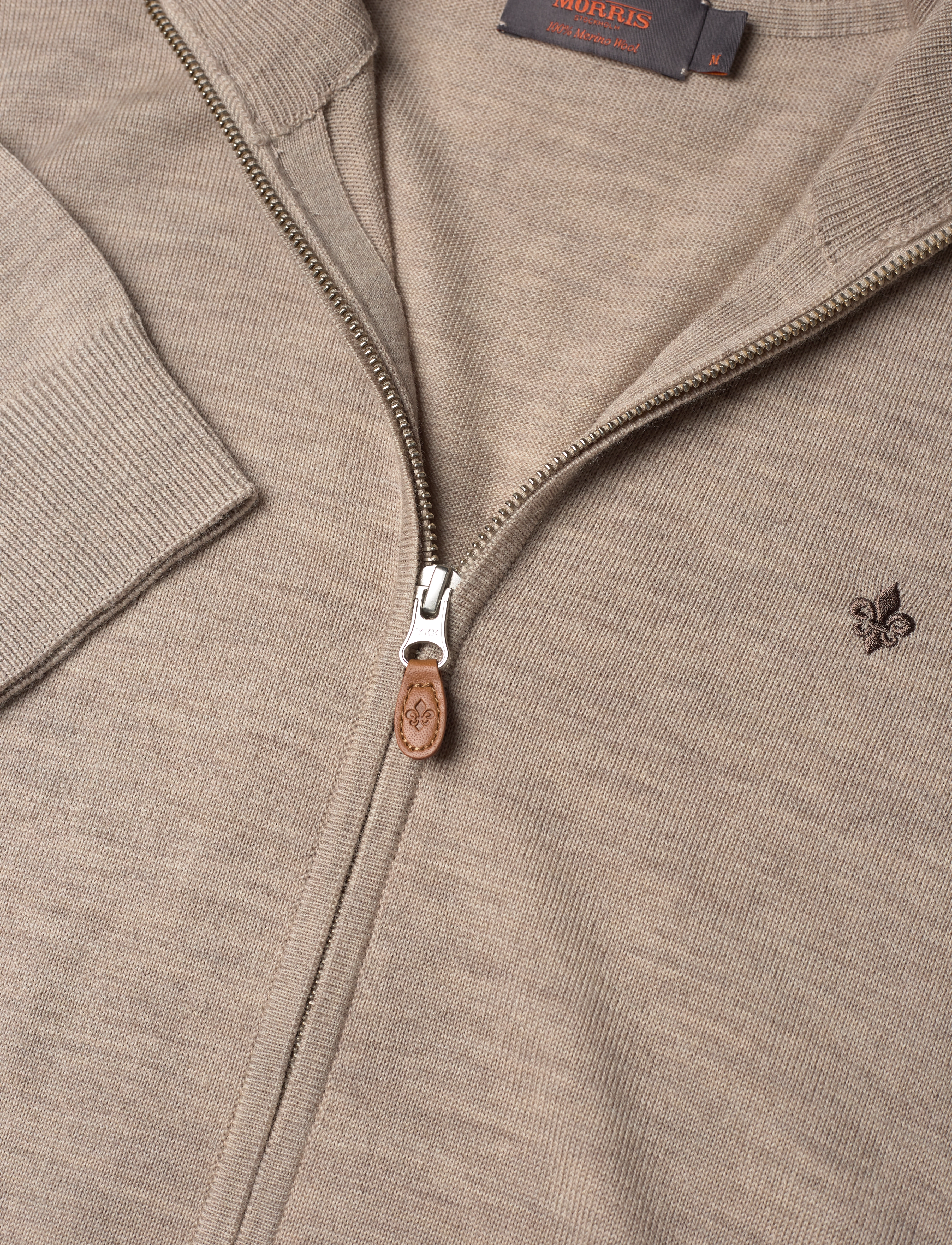 Morris - Merino Zip Cardigan - full zip jumpers - khaki - 2