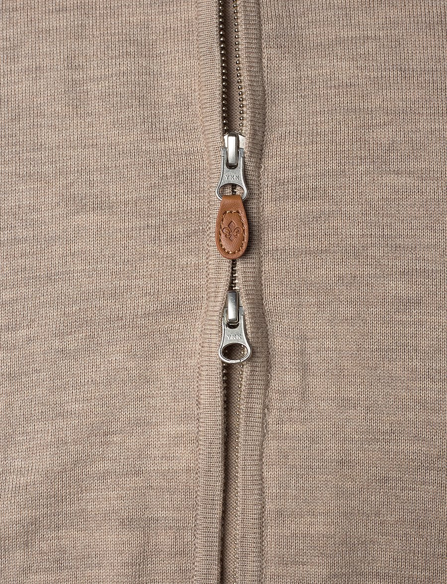 Morris - Merino Zip Cardigan - full zip jumpers - khaki - 3