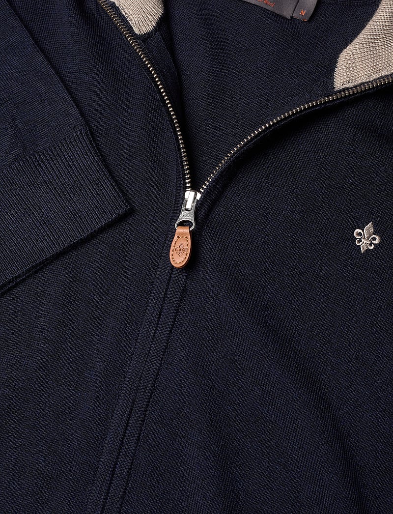 Morris - Merino Zip Cardigan - neuleet joissa kokopitkä vetoketju - navy - 2
