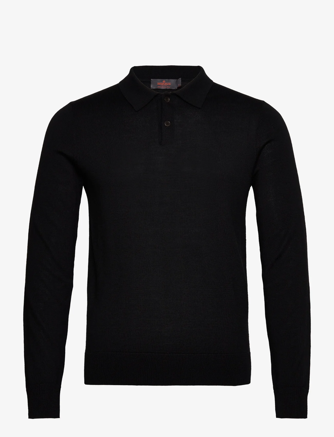 Morris - Merino Polo Knit - dzianinowe bluzki polo - black - 0