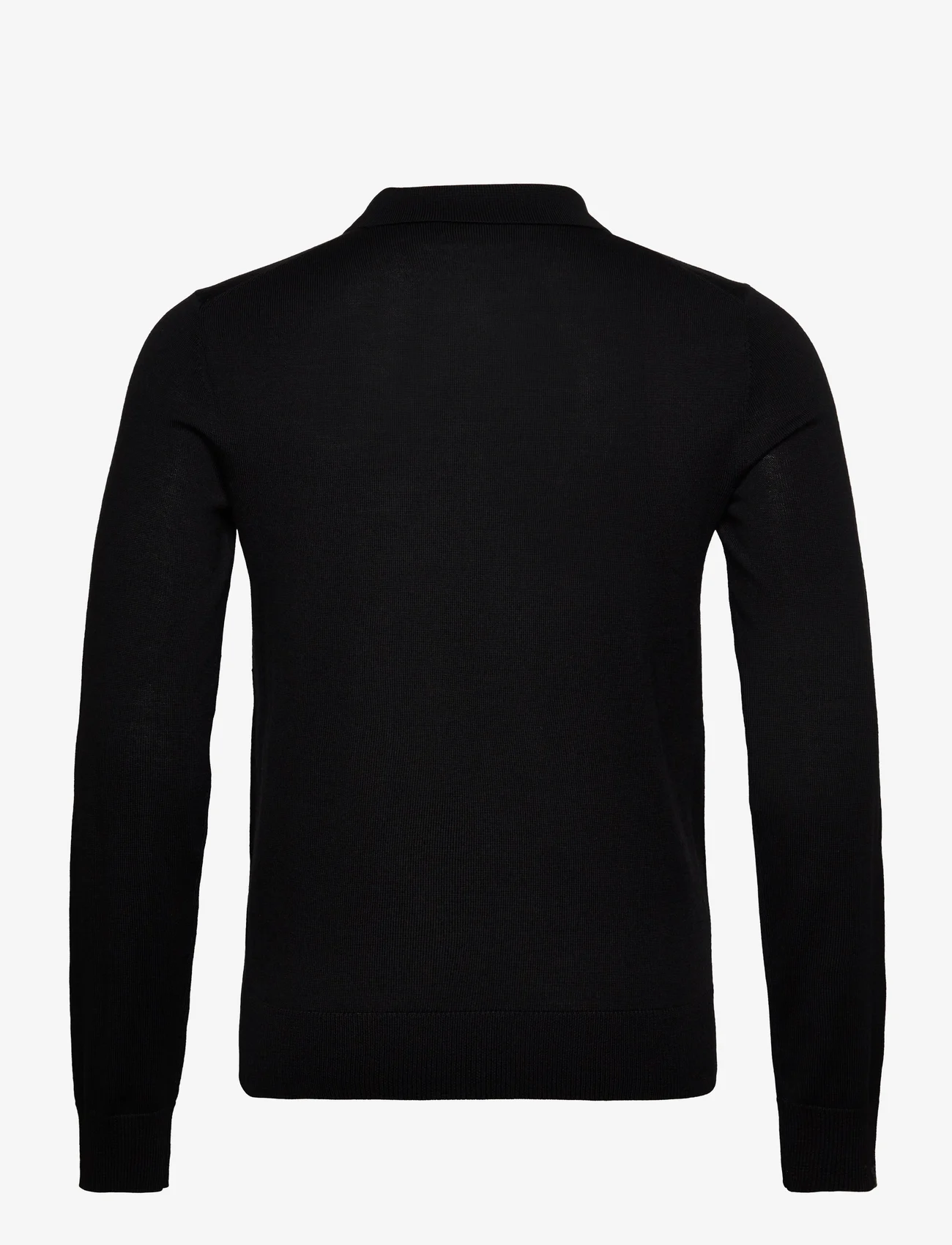 Morris - Merino Polo Knit - dzianinowe bluzki polo - black - 1