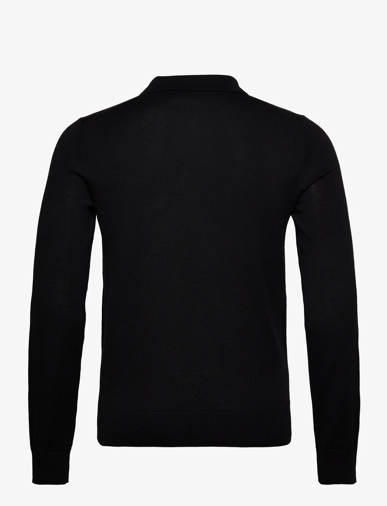 Morris - Merino Polo Knit - strikkede poloer - black - 1