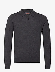 Morris - Merino Polo Knit - dzianinowe bluzki polo - grey - 0