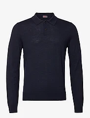 Morris - Merino Polo Knit - trikotažiniai polo marškinėliai - navy - 0
