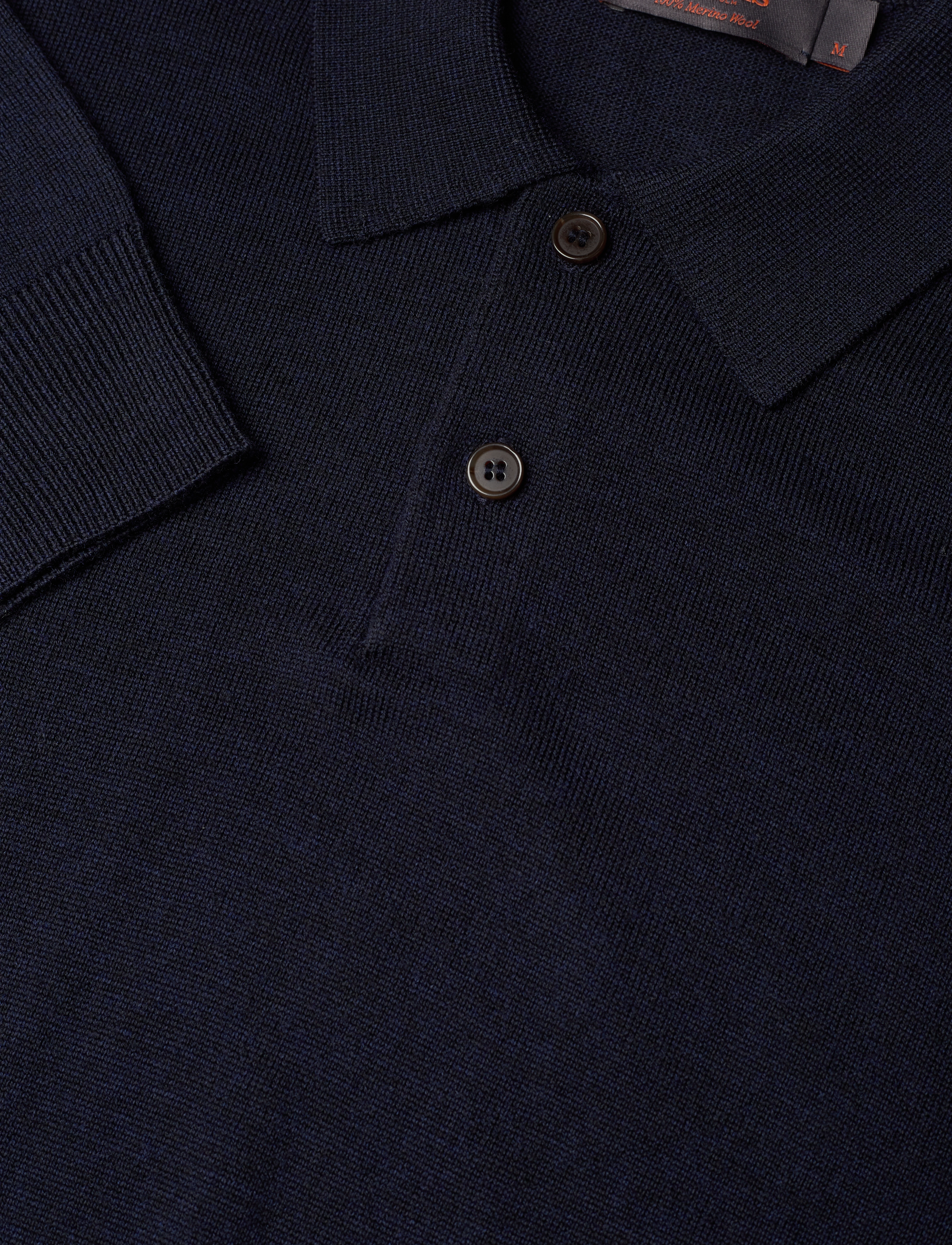Morris - Merino Polo Knit - navy - 2