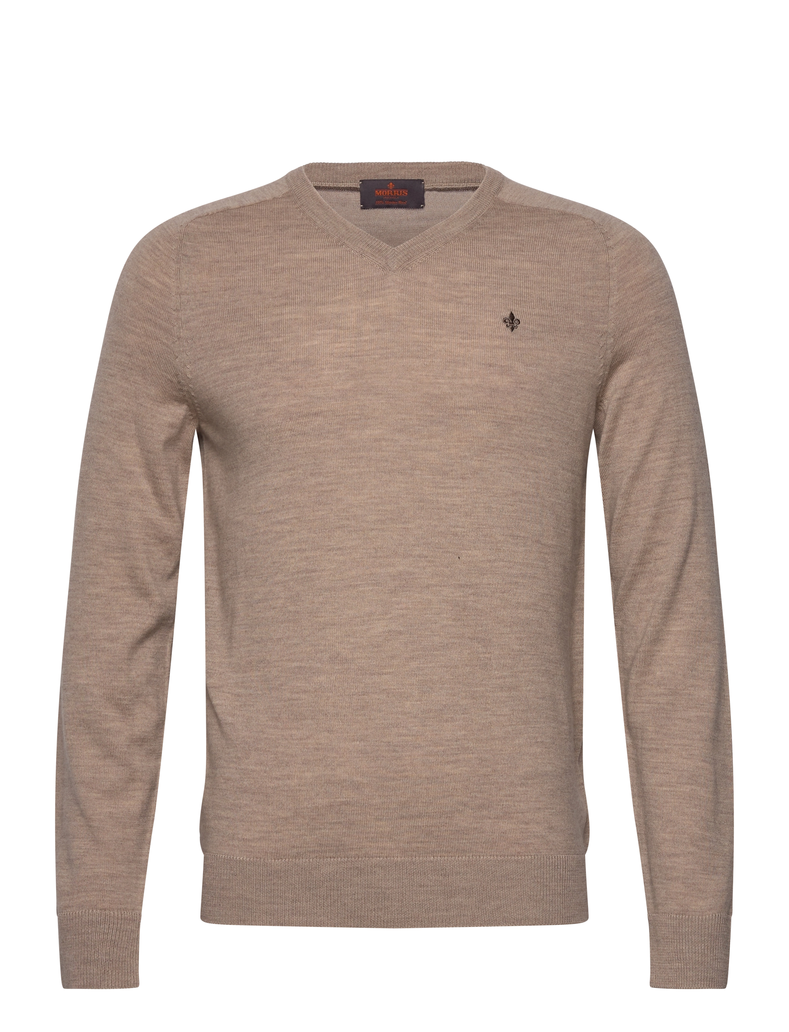 Morris Merino Vneck, V-Hals Sweater, Beige, Str: XXL
