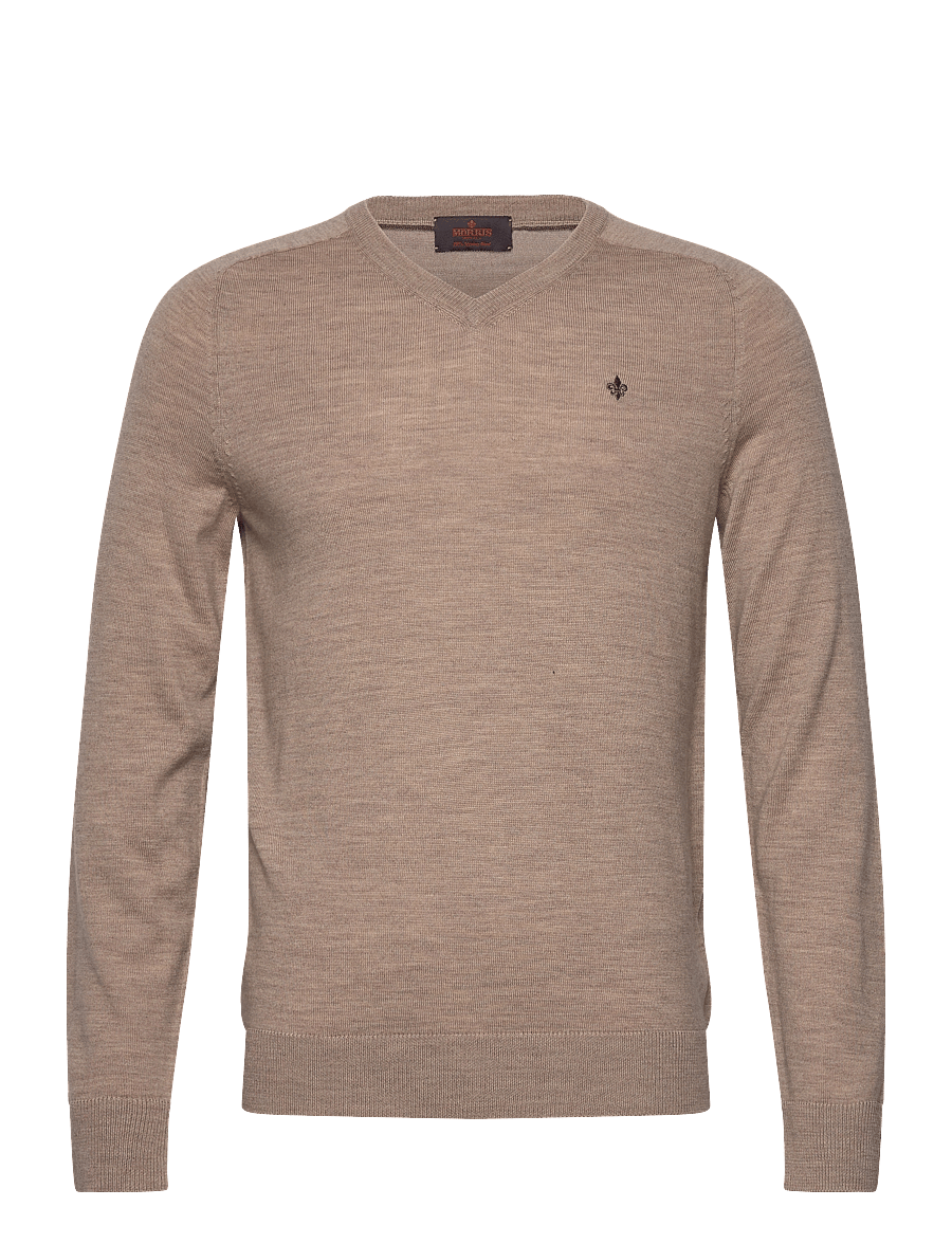 Morris - Merino Vneck - v-kaelusega - khaki - 0