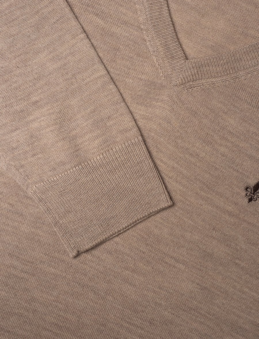 Morris - Merino Vneck - v-kaelusega - khaki - 2