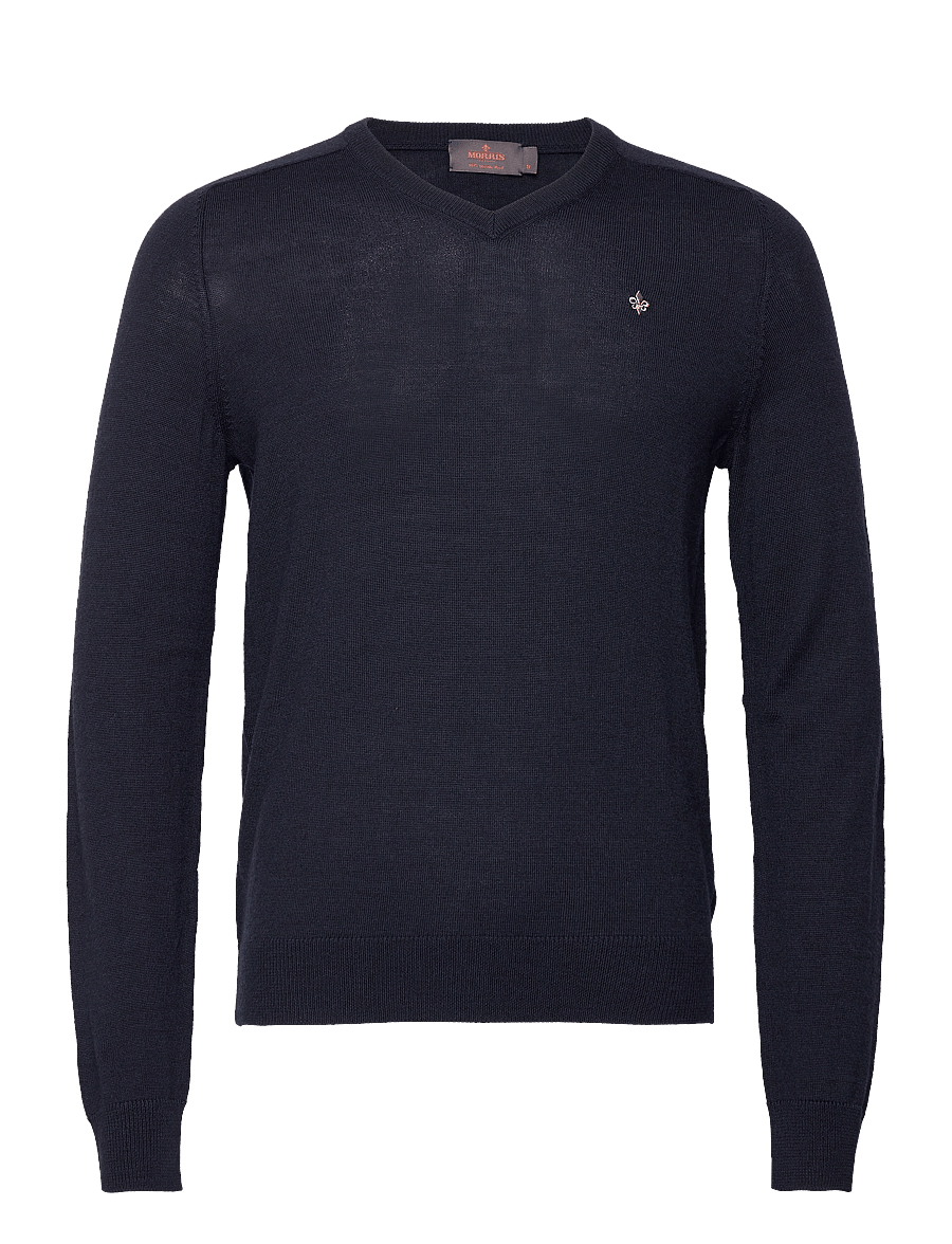 Morris - Merino Vneck - v-ausschnitt - navy - 0