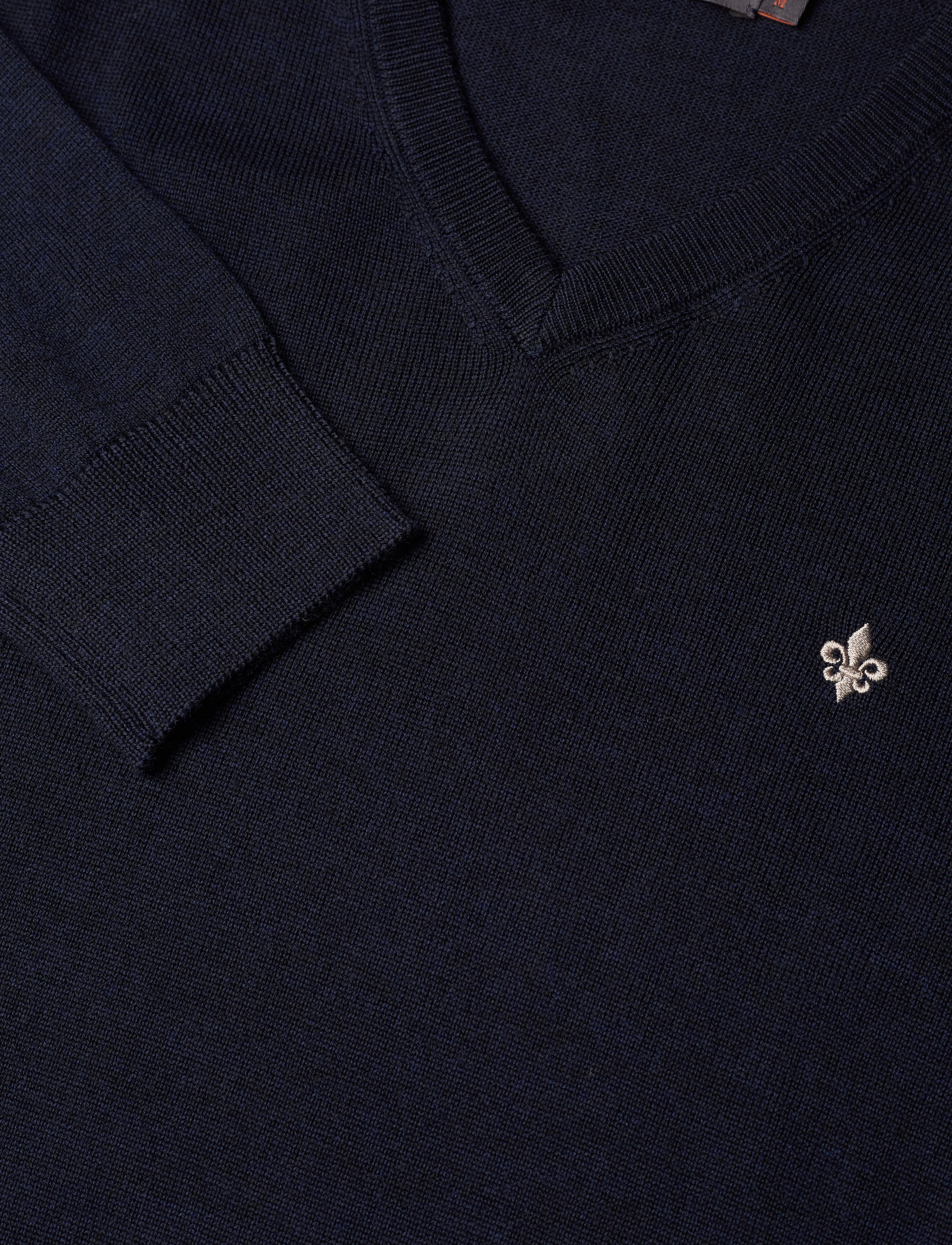 Morris - Merino Vneck - v-ausschnitt - navy - 2