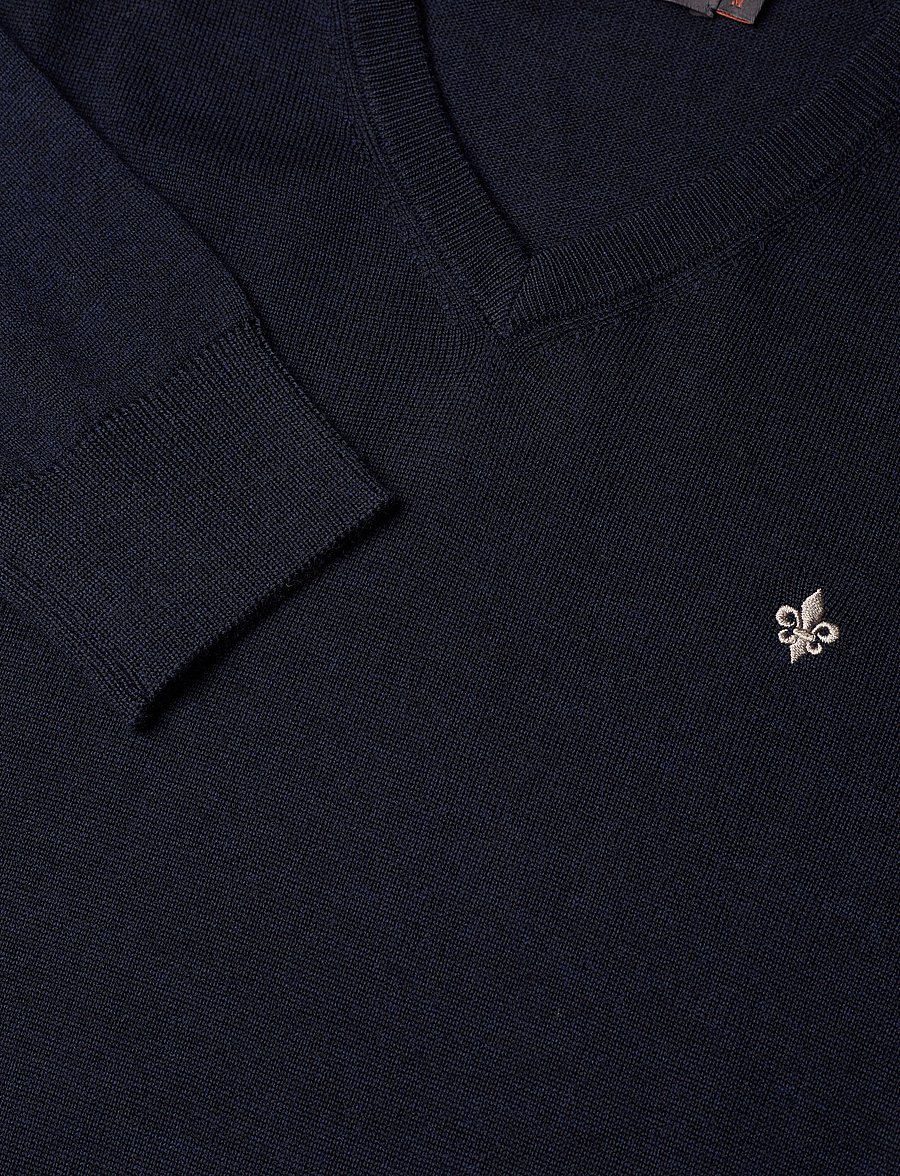 Morris - Merino Vneck - v-ausschnitt - navy - 2