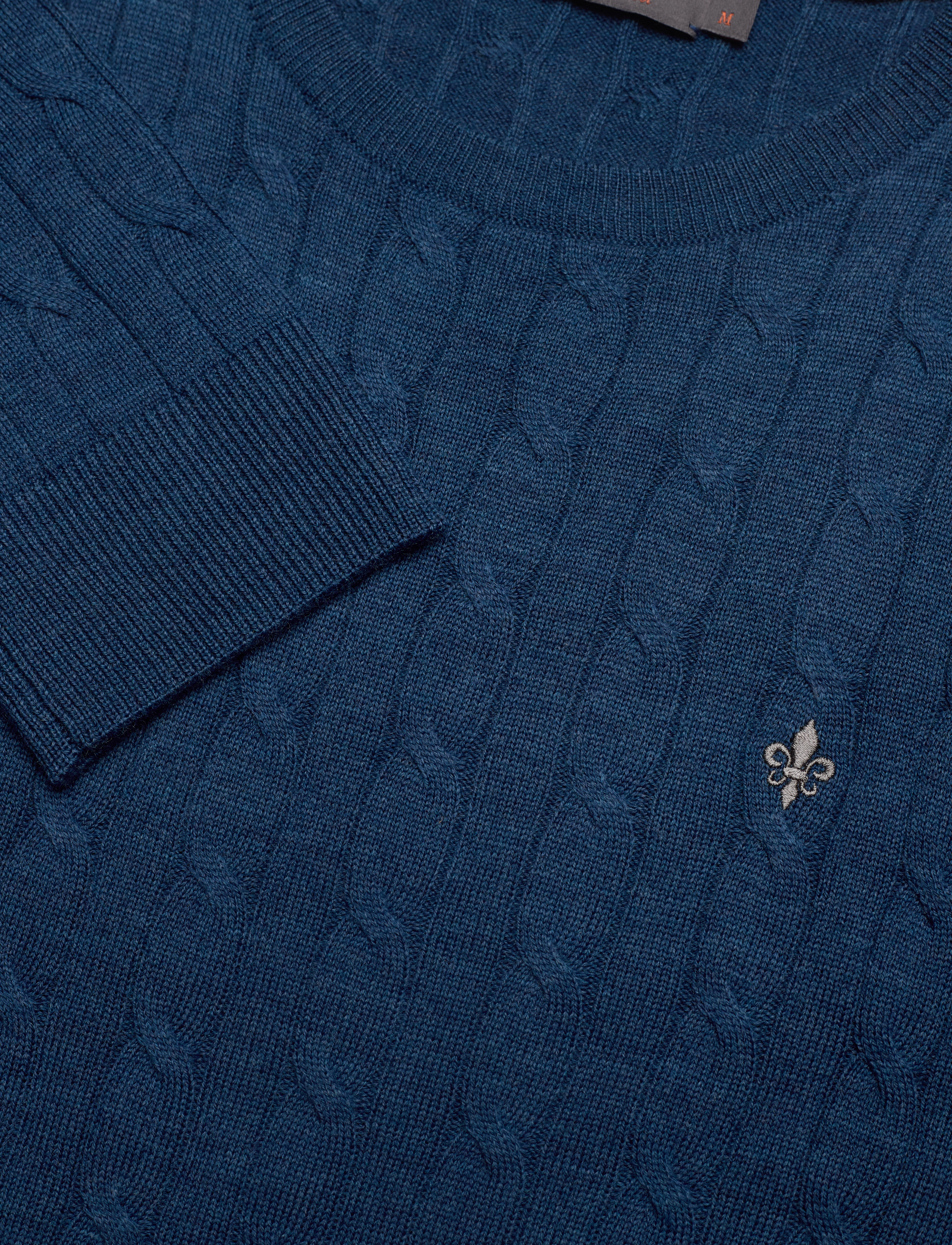 Morris - Merino Cable Oneck - blue - 2