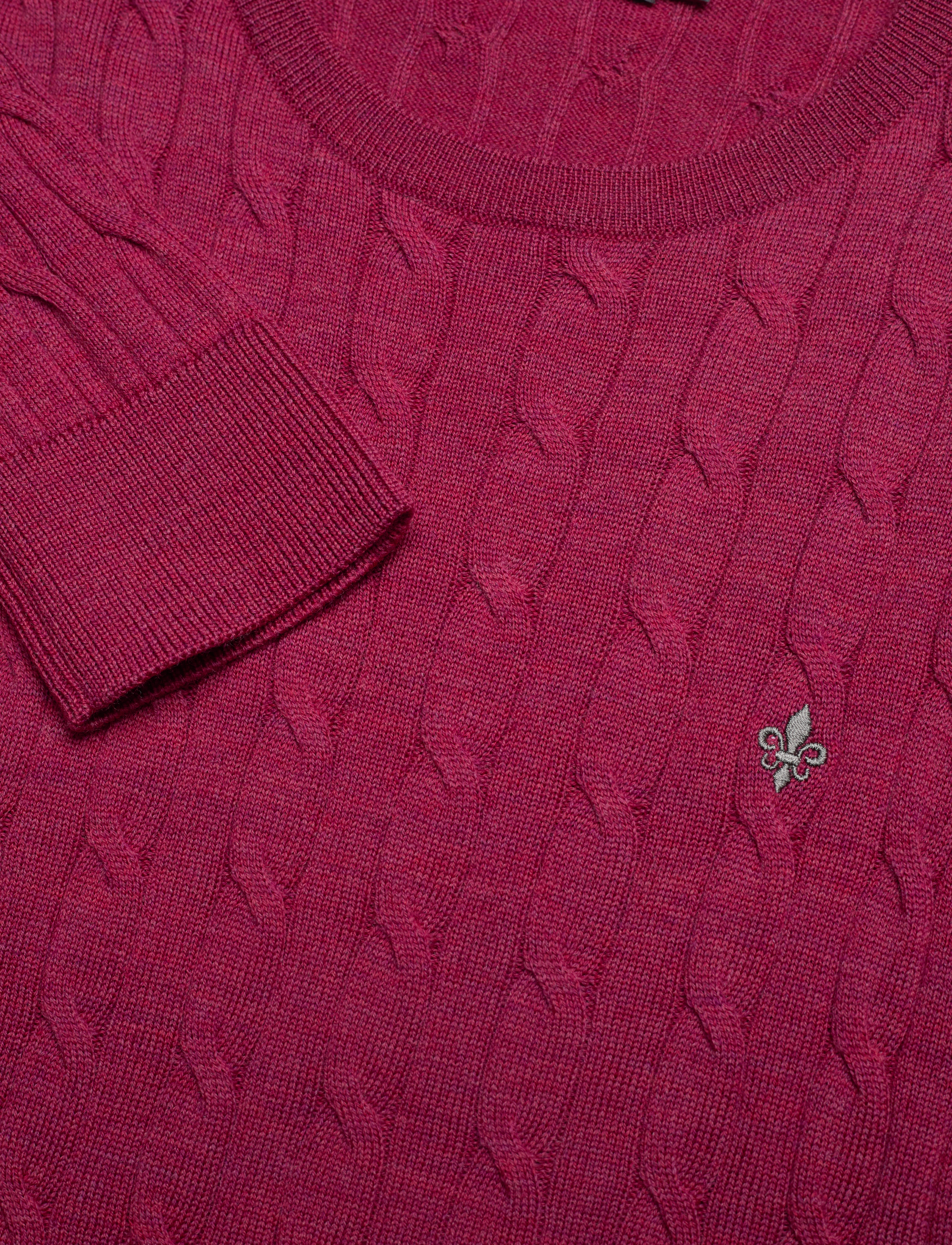 Morris - Merino Cable Oneck - cerise - 2