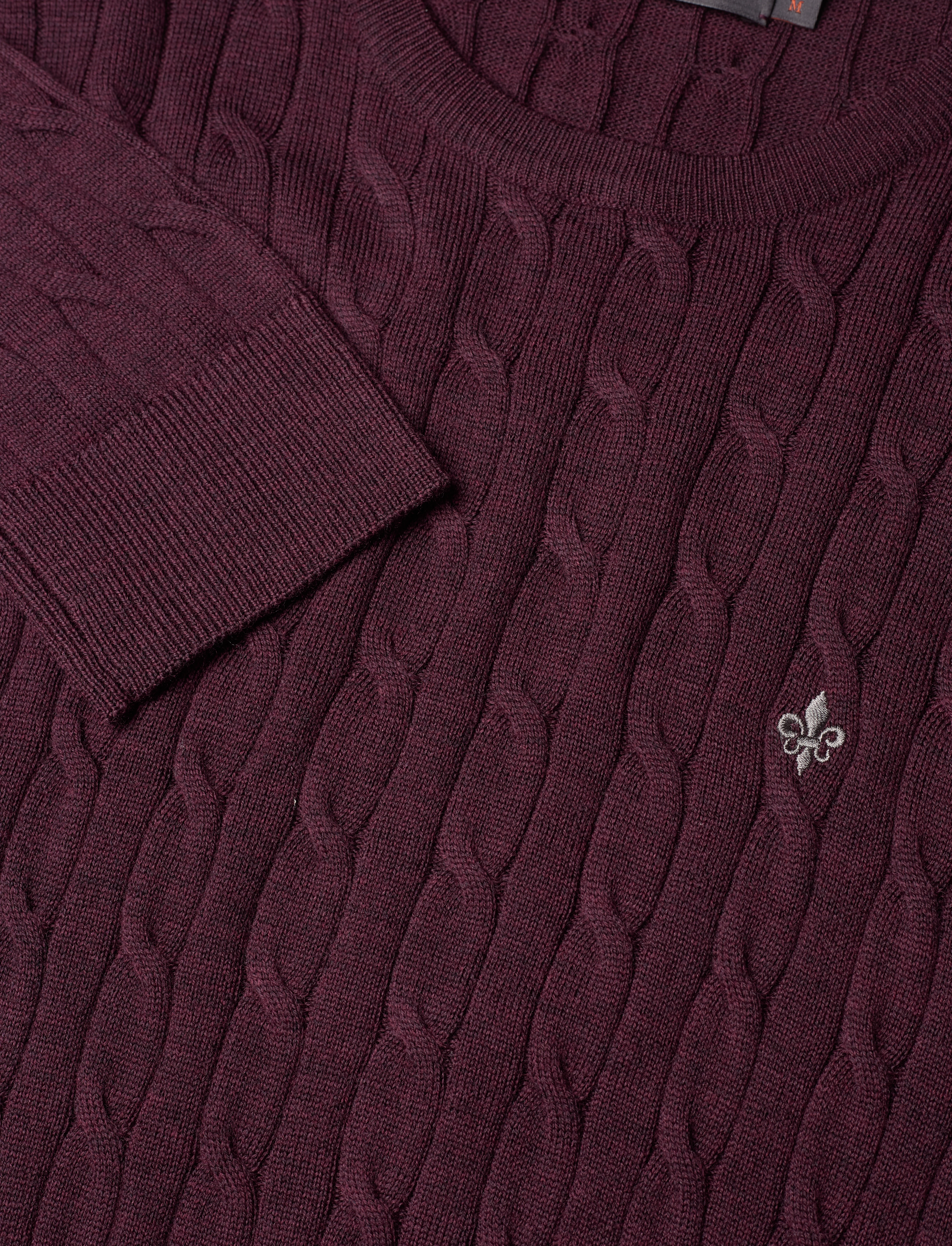 Morris - Merino Cable Oneck - wine red - 2