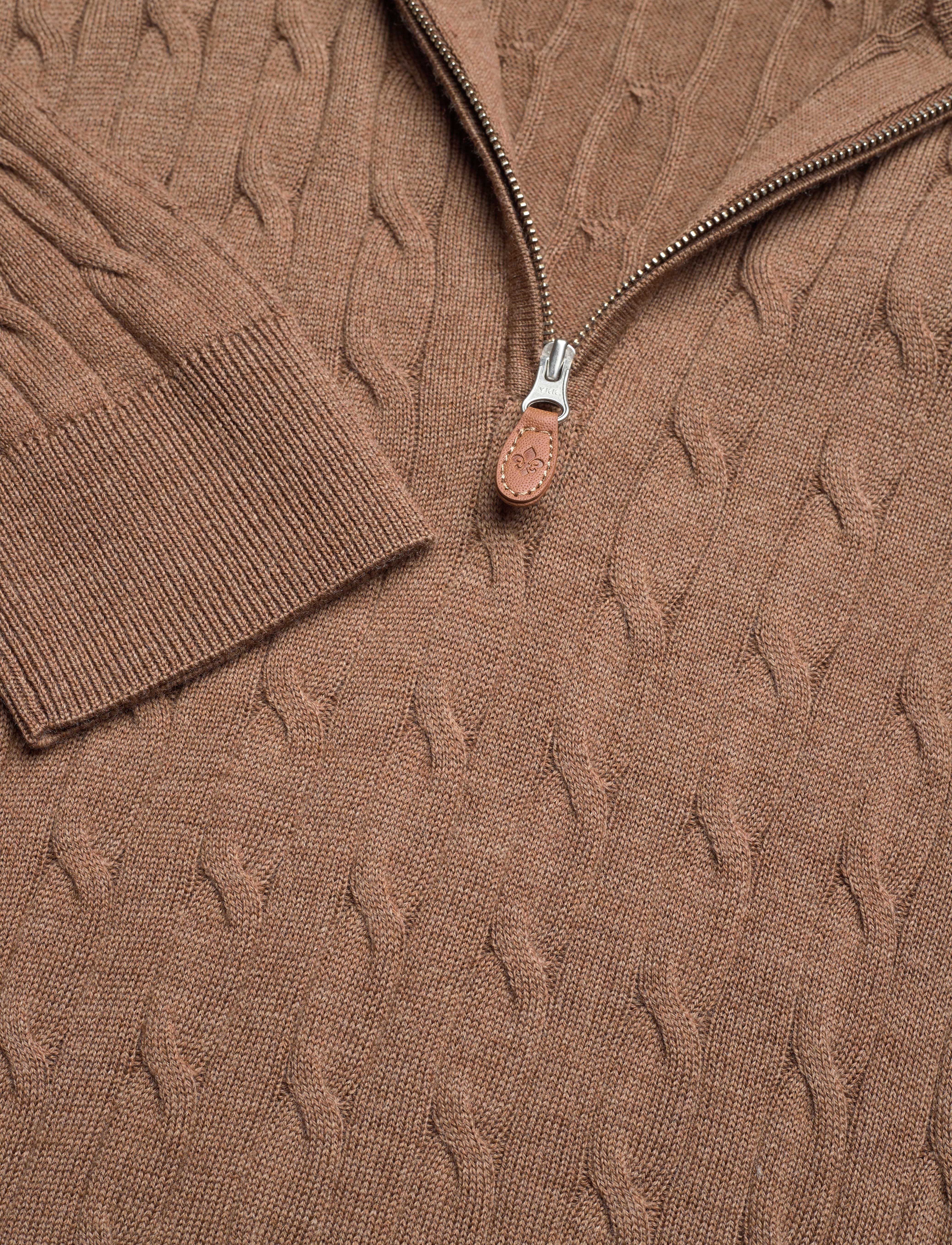 Morris - Merino Cable John Zip - camel - 2