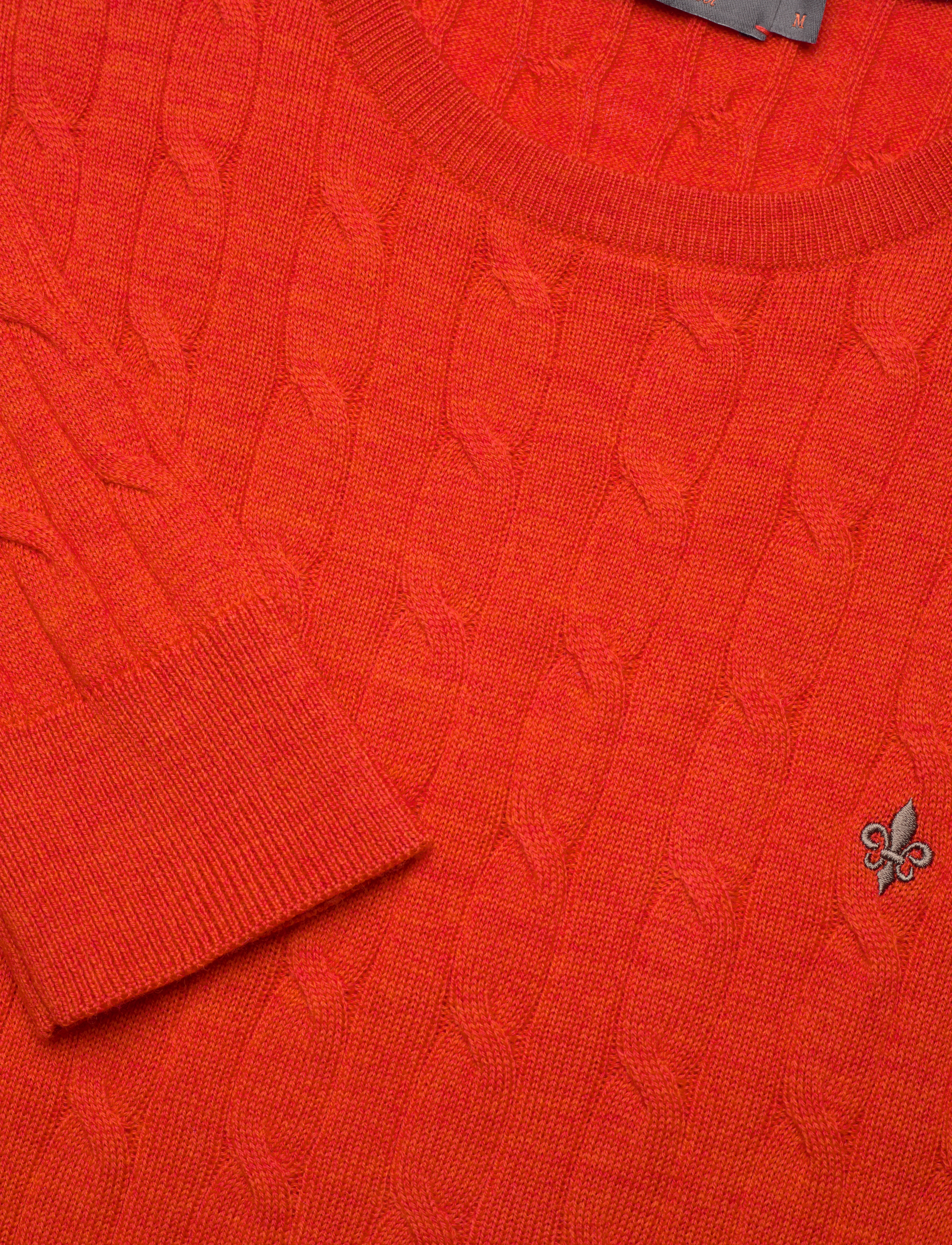 Morris - Merino Cable Oneck - red - 2