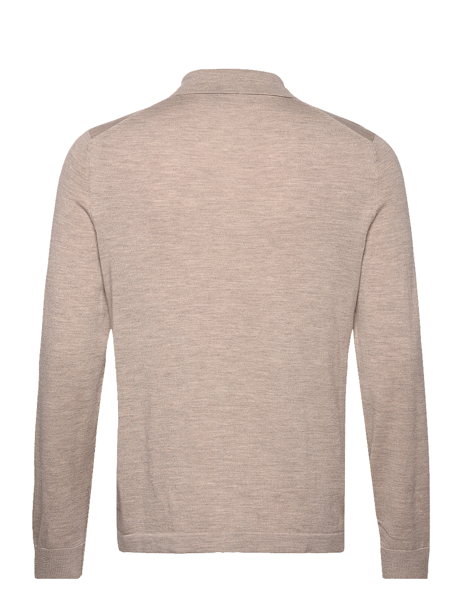 Morris - Merino Knitted Shirt - långärmade stickade pikétröjor - khaki - 1