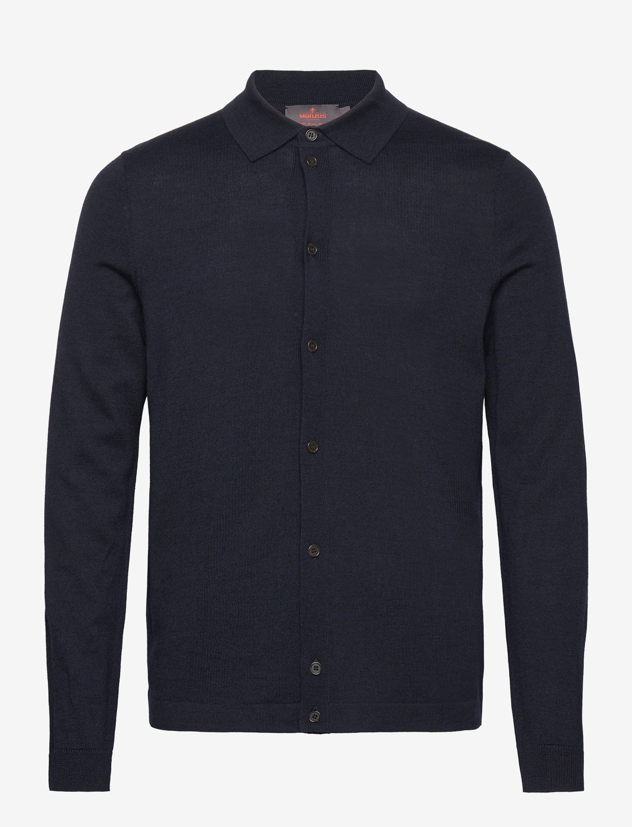 Morris - Merino Knitted Shirt - pikkade varrukatega kootud polosärgid - navy - 0