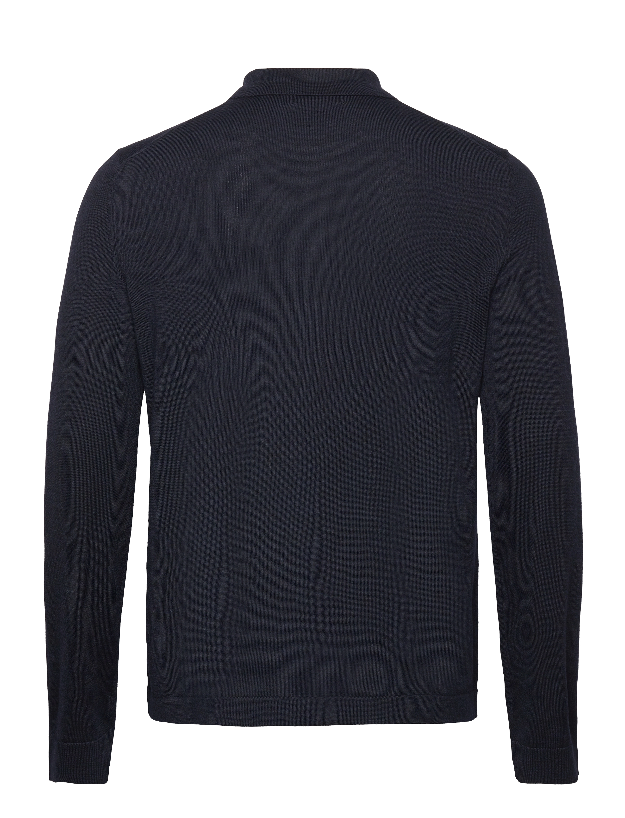 Morris - Merino Knitted Shirt - långärmade stickade pikétröjor - navy - 1
