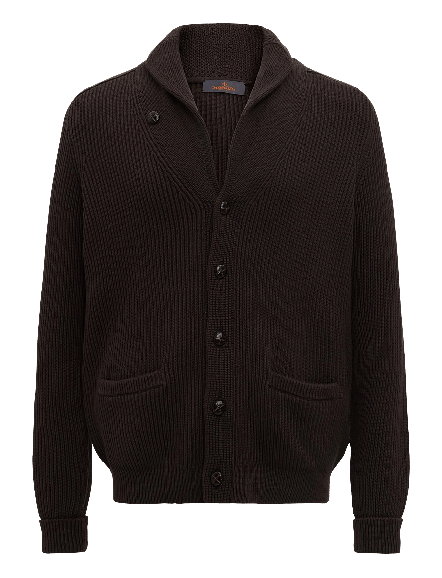 Morris - Brayden Shawl Cardigan - koftor - brown - 1