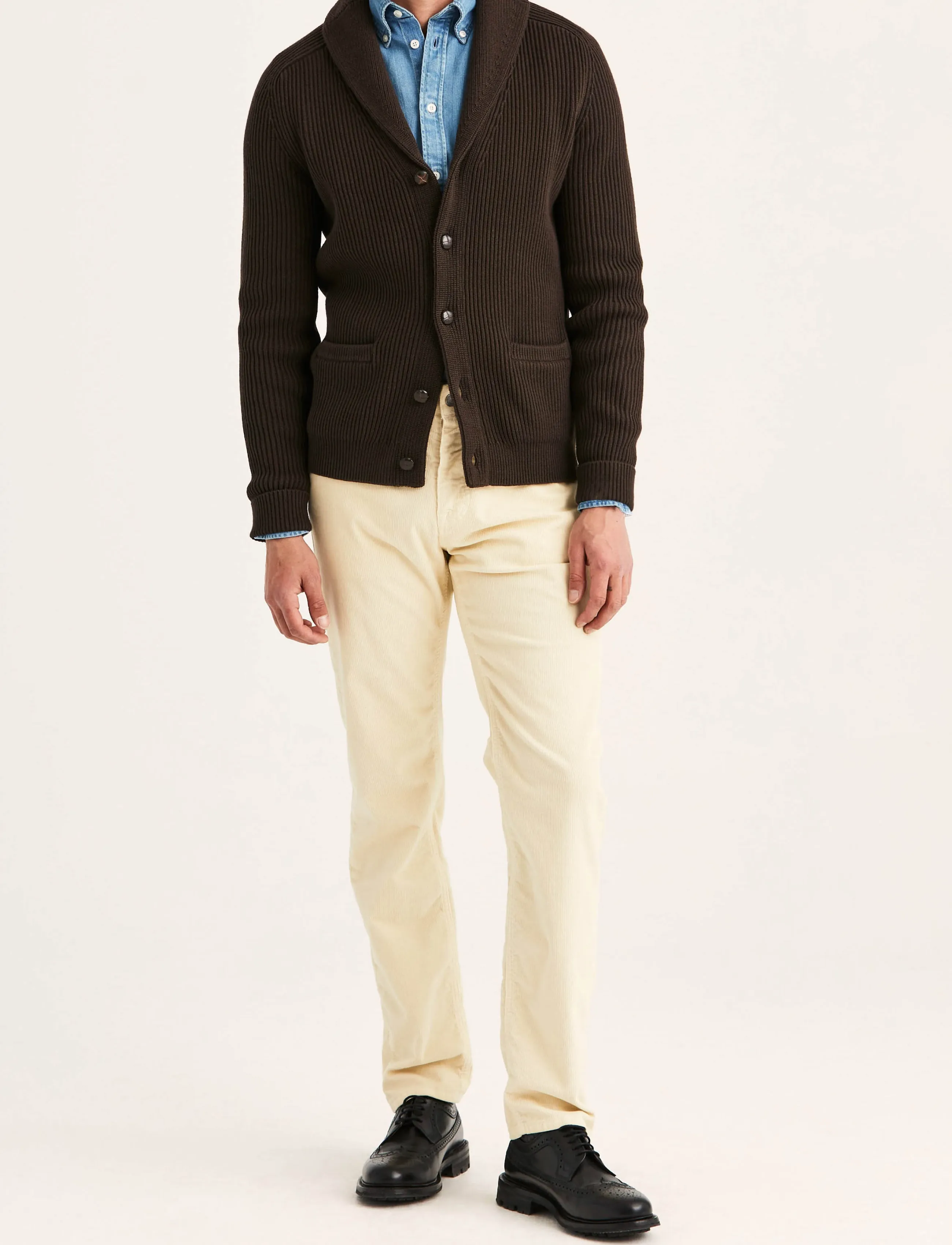Morris - Brayden Shawl Cardigan - koftor - brown - 0