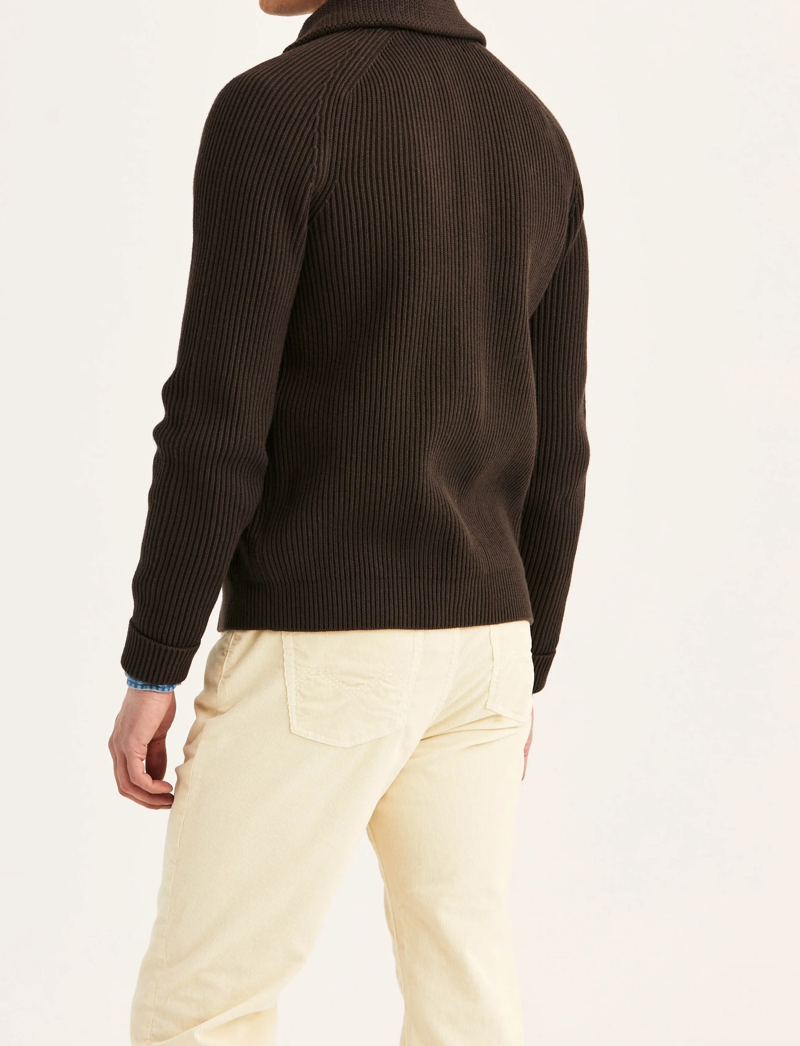 Morris - Brayden Shawl Cardigan - koftor - brown - 3