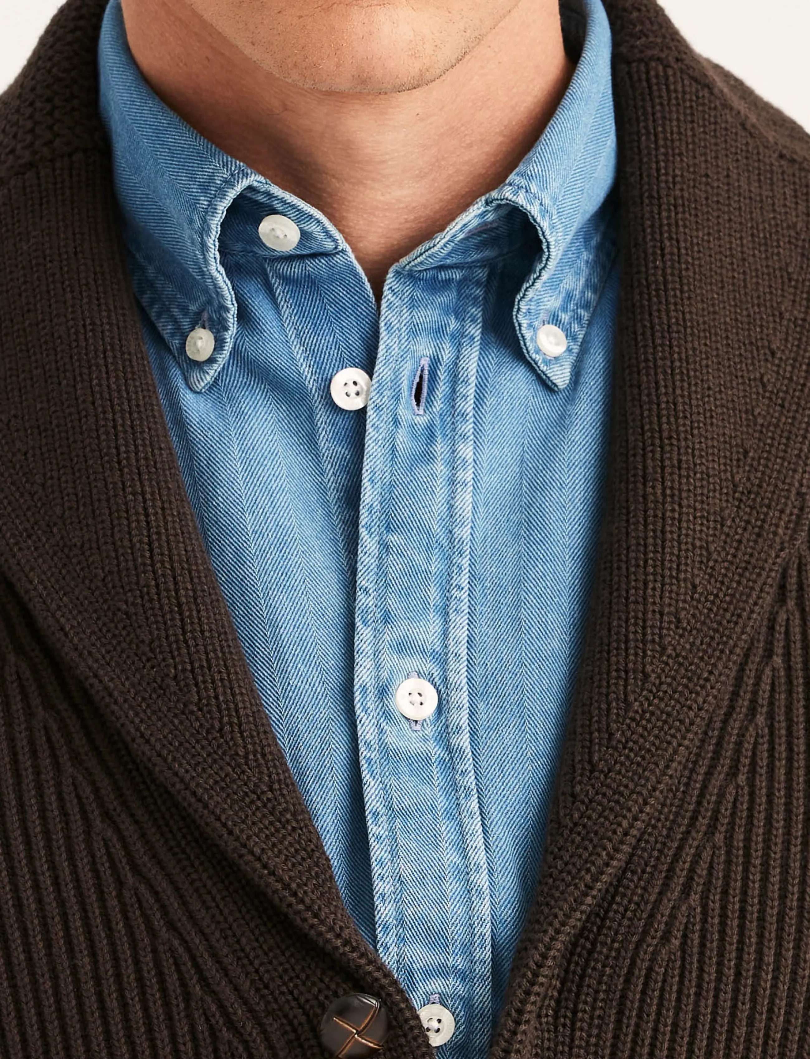 Morris - Brayden Shawl Cardigan - koftor - brown - 4