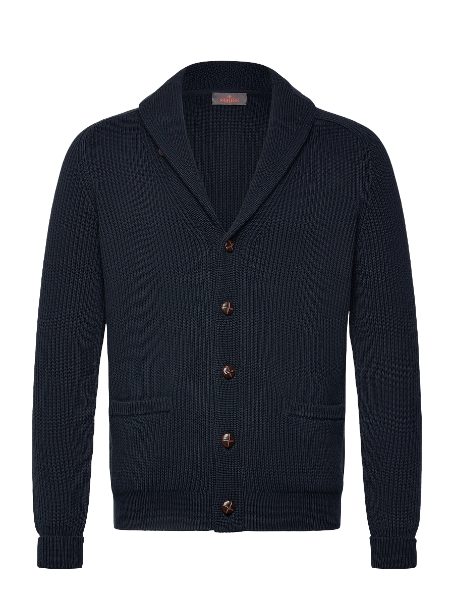 Morris - Brayden Shawl Cardigan - koftor - navy - 1