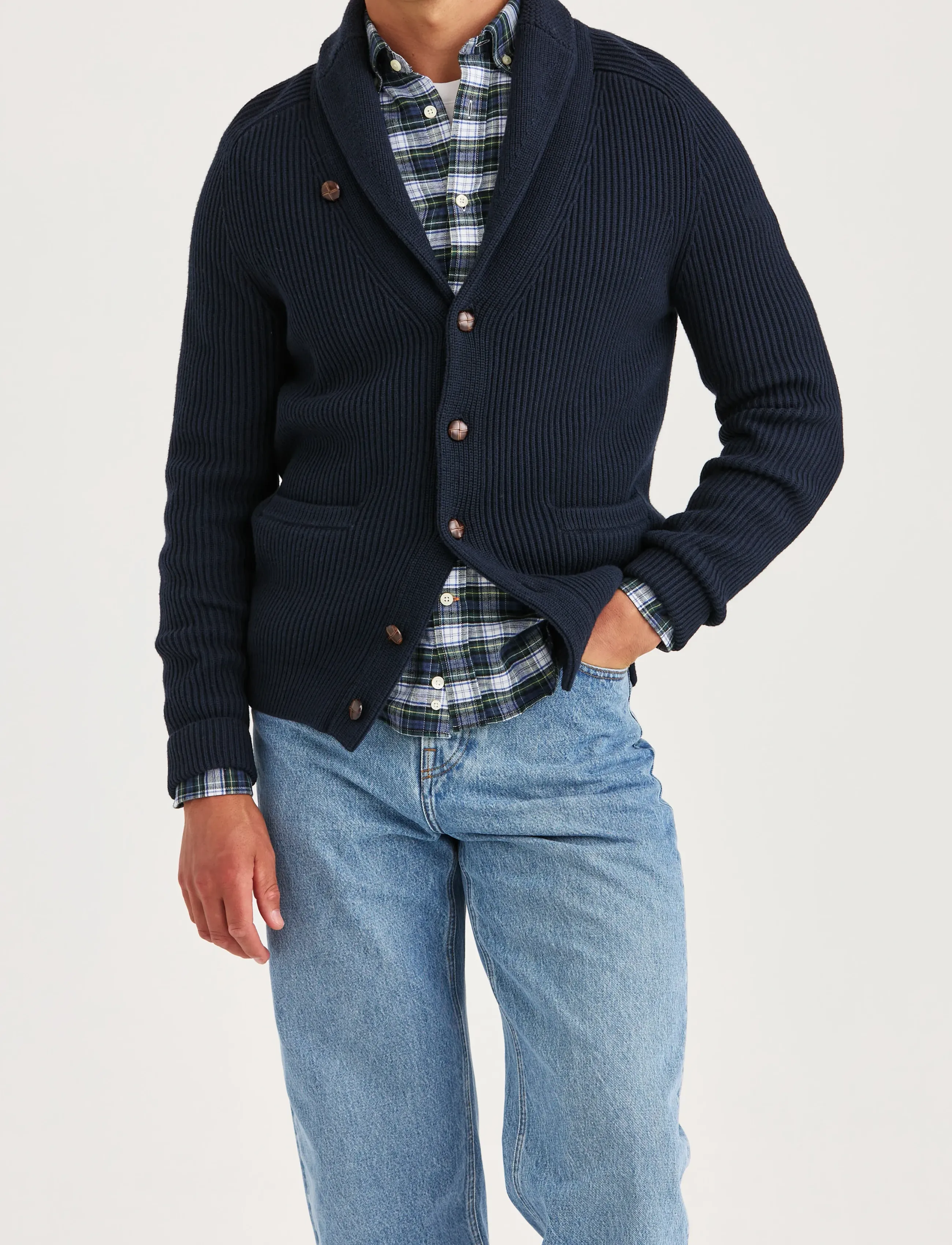 Morris - Brayden Shawl Cardigan - navy - 0