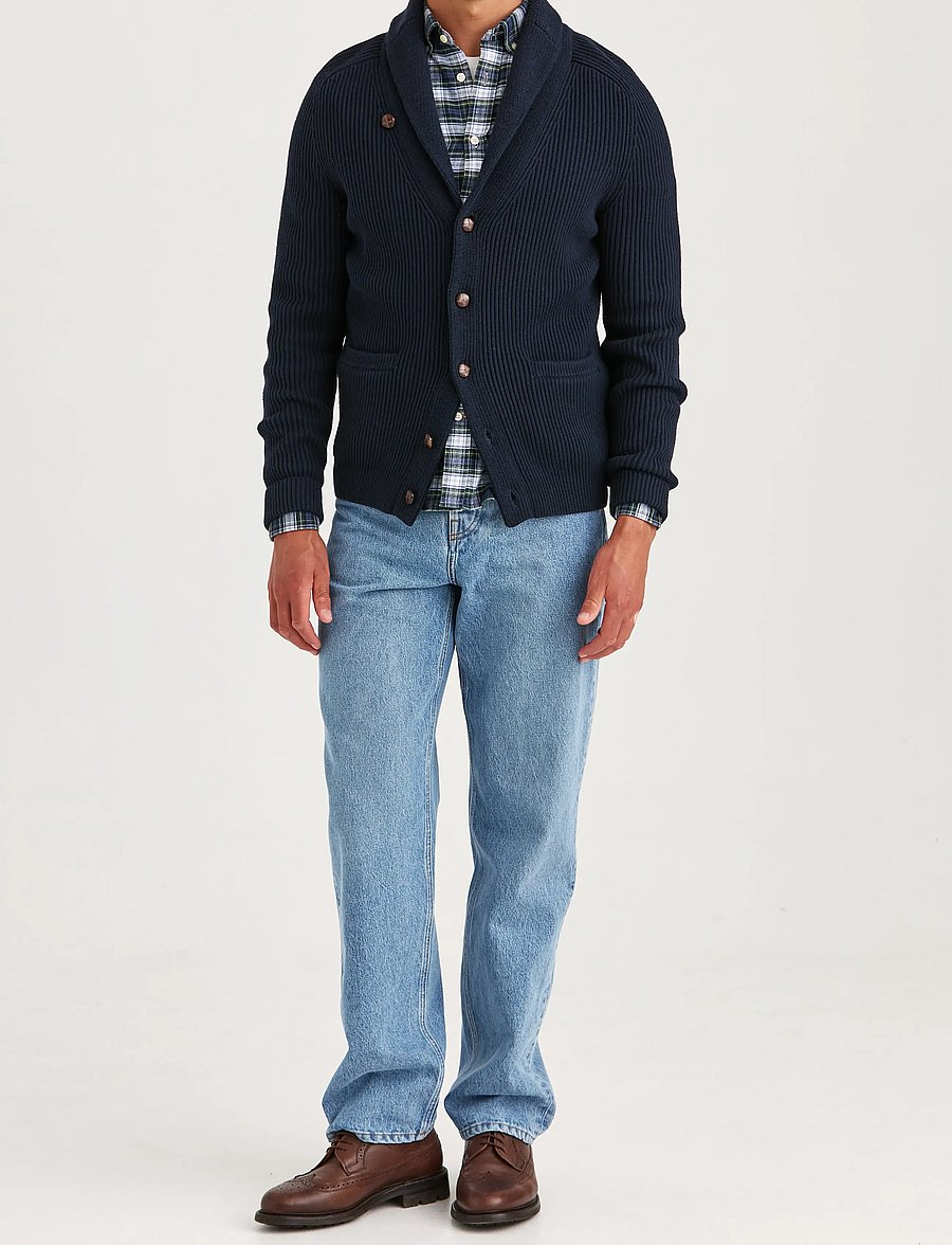 Morris - Brayden Shawl Cardigan - koftor - navy - 4