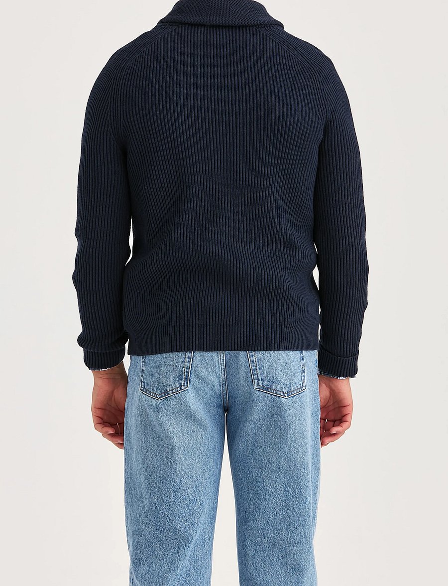 Morris - Brayden Shawl Cardigan - koftor - navy - 5