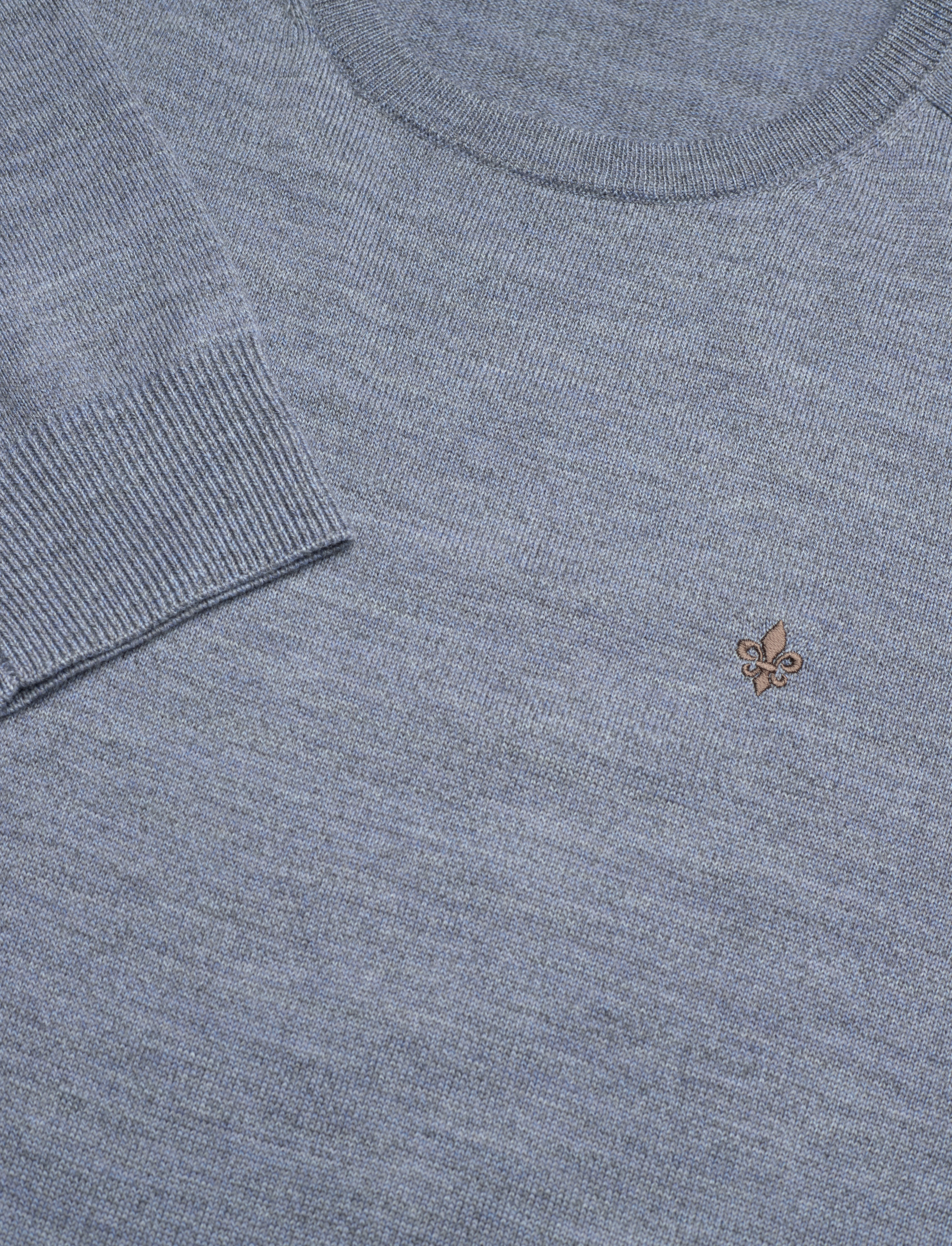 Morris - Merino Oneck - strik med rund hals - blue - 2