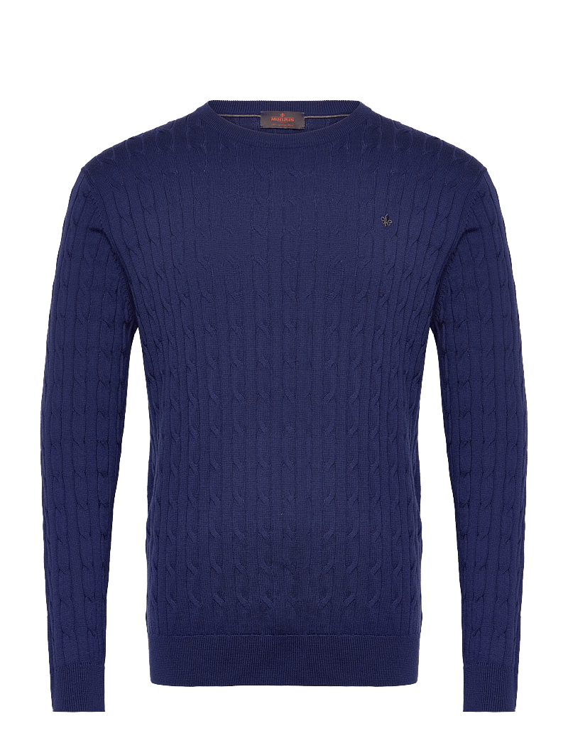 Morris - Merino Cable Oneck - rund hals - blue - 1