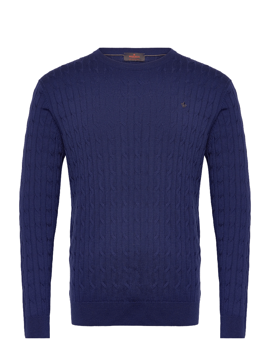 Morris - Merino Cable Oneck - Ümmarguse kaelusega kudumid - blue - 1