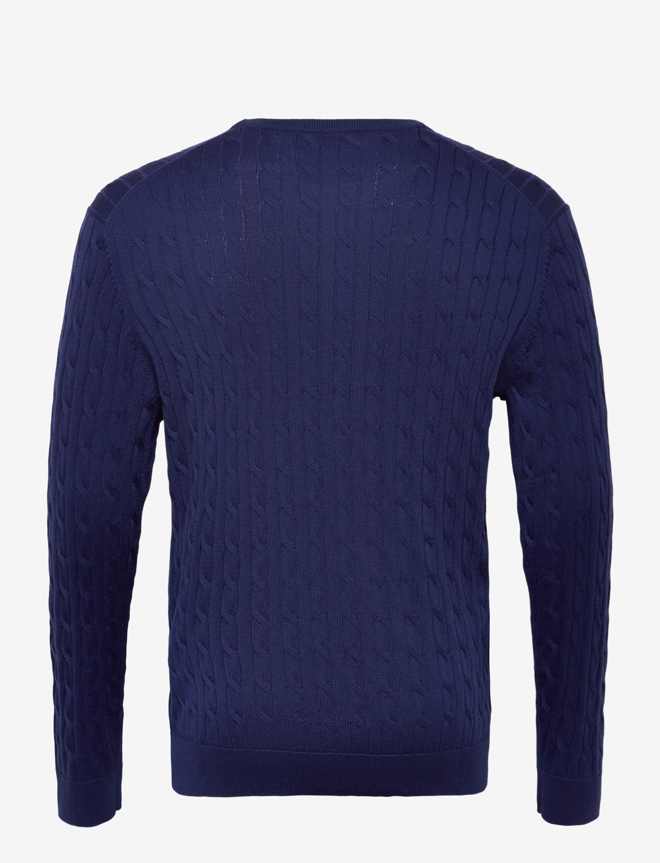 Morris - Merino Cable Oneck - rund hals - blue - 2
