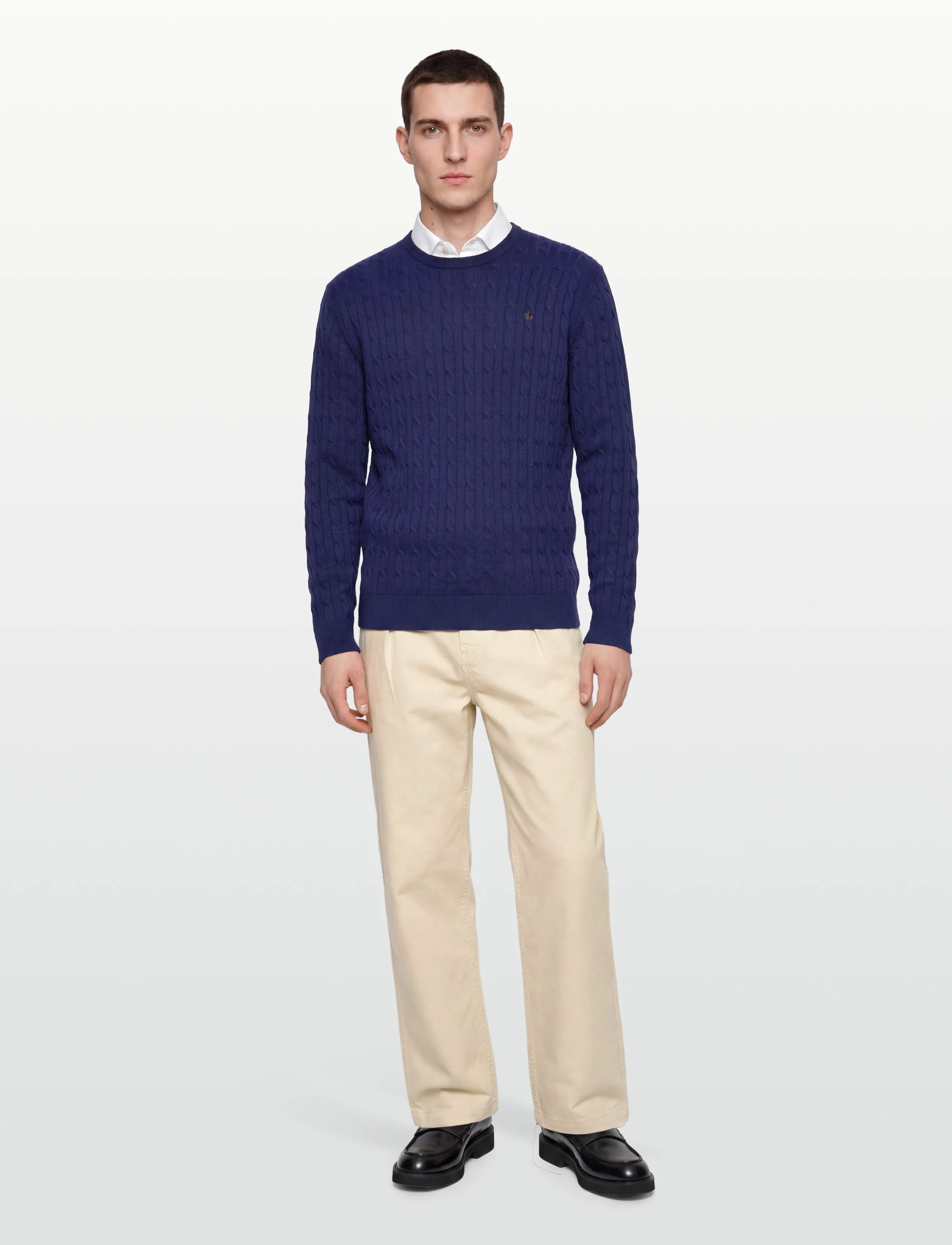 Morris Merino Cable Oneck - Shop efter stil - BLUE / navy