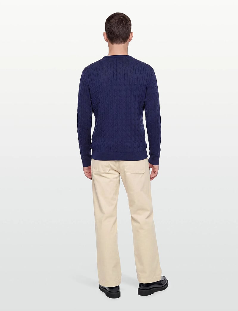 Morris - Merino Cable Oneck - rund hals - blue - 4