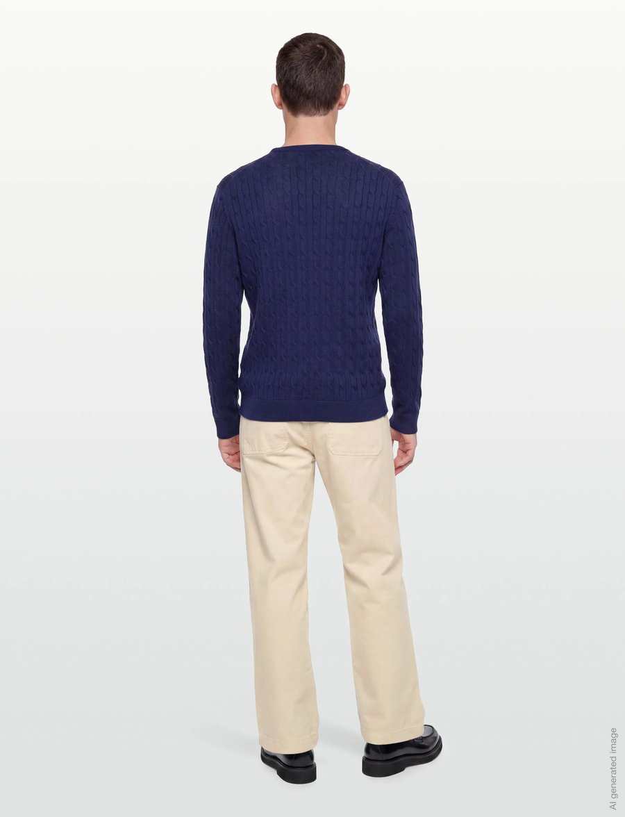 Morris - Merino Cable Oneck - Ümmarguse kaelusega kudumid - blue - 4