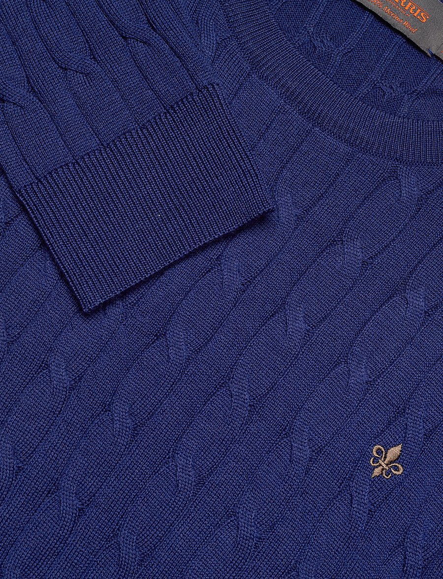 Morris - Merino Cable Oneck - Ümmarguse kaelusega kudumid - blue - 5
