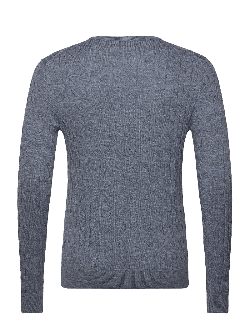 Morris - Merino Cable Oneck - rundhals - blue - 1